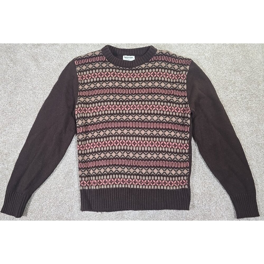Lahmar Wool Blend Sweater Fair Isle Pattern Pullover 70's Made in USA Women's S